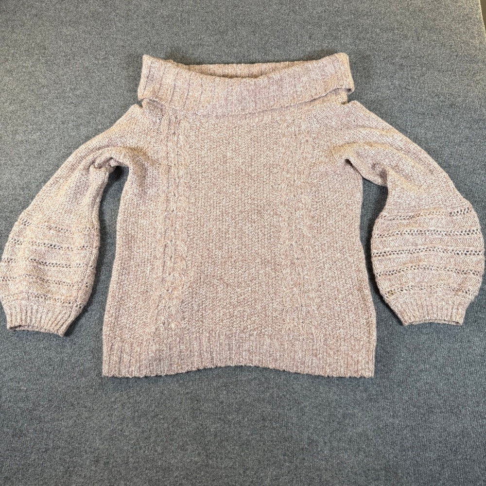 Anthropologie Sleeping on Snow Off Shoulder Cable Knit Sweater L #3664